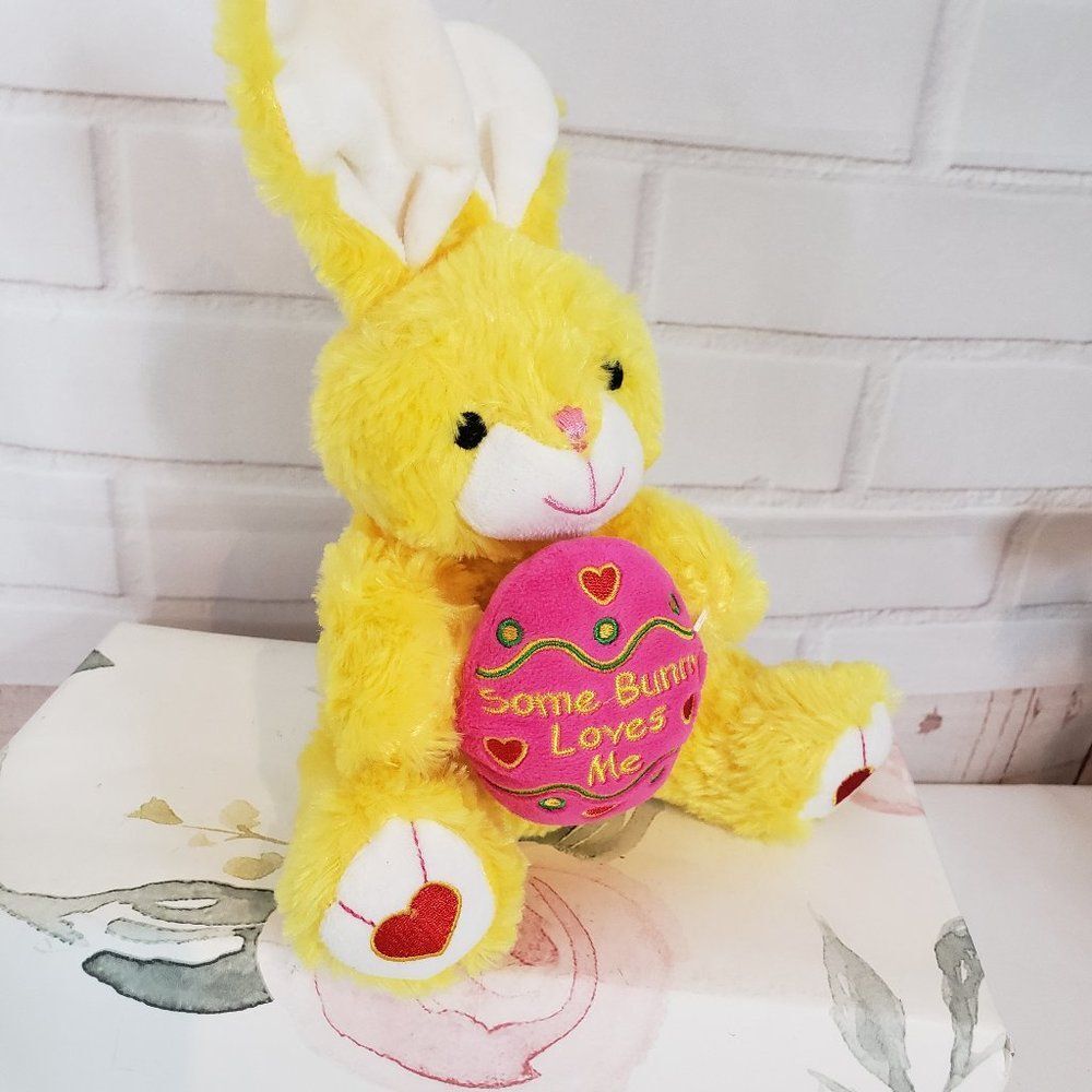 Some Bunny Loves Me Yellow Easter Bunny Plush 10" Stuffed Animal Rabbit